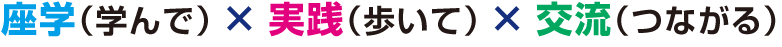 座学（学んで） × 実践（歩いて） × 交流（つながる）